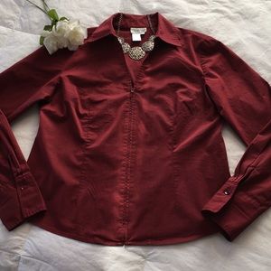 Coldwater creek long sleeve maroon shirt